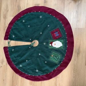 Prima Creations Christmas Tree Skirt Green Fleece Santa Tree Applique 44‎ Inch